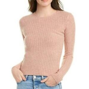 Vince Cashmere Wool Ribbed Knit Pink Fitted Sweater